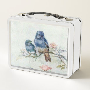 Lunch Box Boîte à lunch en métal vintage Design of Blue Bird