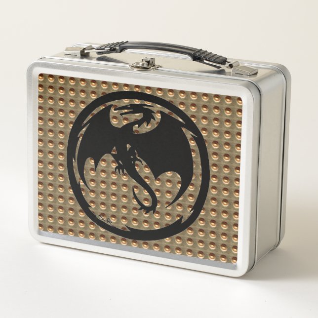 Lunch Box Boîte à lunch inoxydable Black Dragon Gold Indent (Devant)