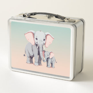 Lunch Box Boîte à lunch pour maman et bébé éléphant
