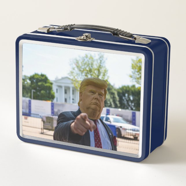LUNCH BOX BOÎTE À SOUCHER EN MÉTAL RÉTRO DONALD TRUMP (Devant)