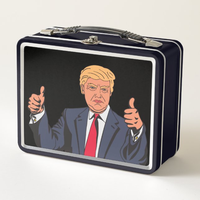 LUNCH BOX BOÎTE À SOUCHER EN MÉTAL RÉTRO DONALD TRUMP (Devant)