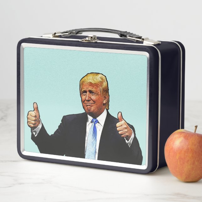 LUNCH BOX BOÎTE À SOUCHER EN MÉTAL RÉTRO DONALD TRUMP (En situation)