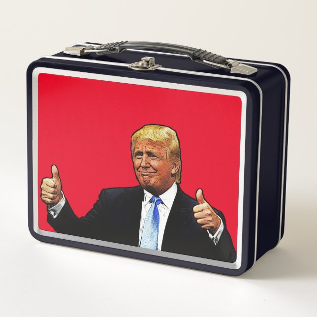 LUNCH BOX BOÎTE À SOUCHER EN MÉTAL RÉTRO DONALD TRUMP (Devant)