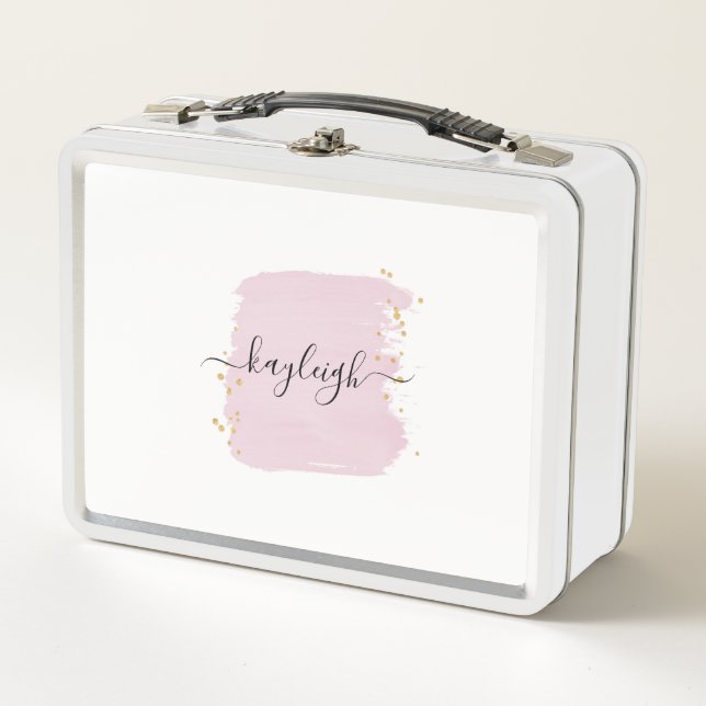 Lunch Box Boîtier en métal à pointes en or à brosse (Devant)