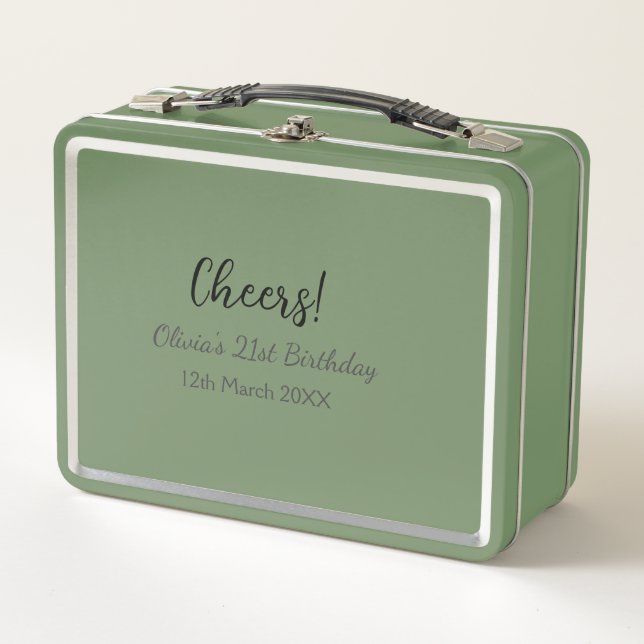 Lunch Box Bonjour 21e anniversaire ajouter nom date simple m (Devant)