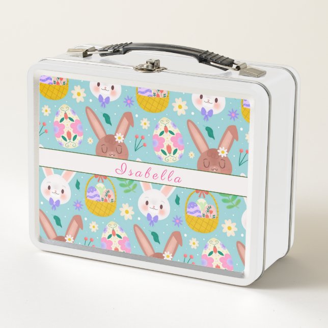 Lunch Box Bonne Personnaliser Pâques de mignons lapins (Devant)