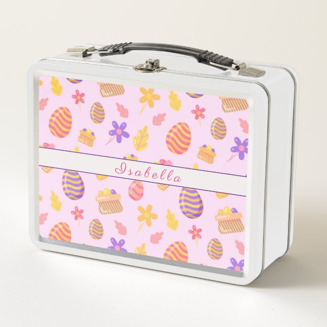Lunch Box Bonne Personnaliser Pâques violettes (Devant)