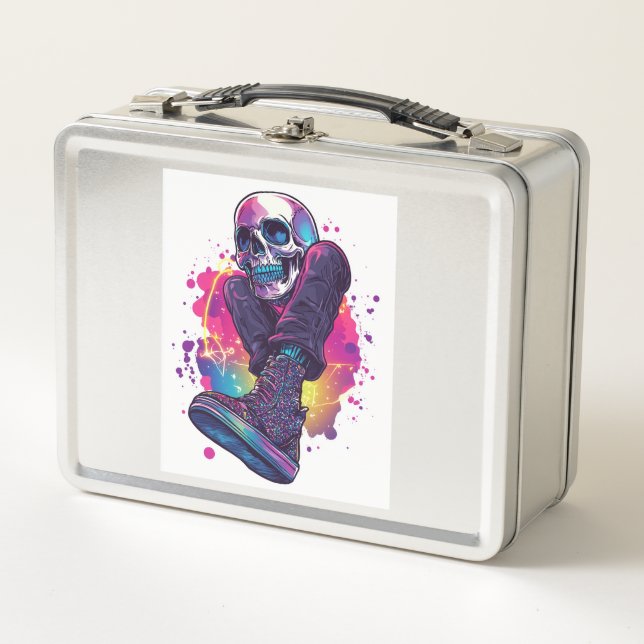 Lunch Box Boogie Bones � Crâne Disco drôle des années 70 (Devant)