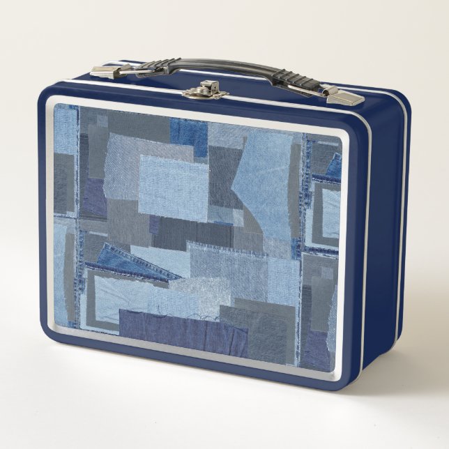 Lunch Box Boro Boro Blue Jean Patchwork Denim Shibori (Devant)