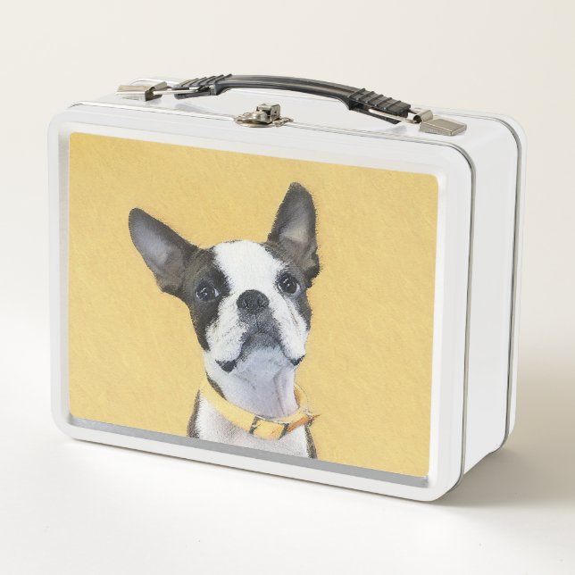 Lunch Box Boston Terrier Painting - Cute Original Dog Art (Devant)