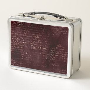 Lunch Box Bourgogne et calligraphie vintage or rose