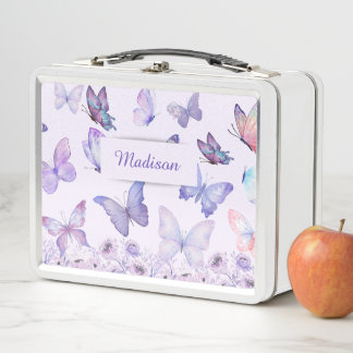 Lunch Box Bouteilles d'aquarelle Fleur sauvage Jardin Lilac