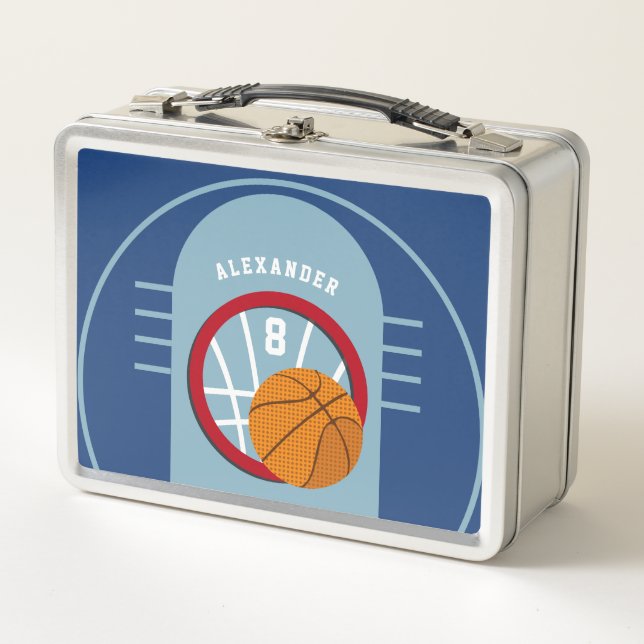 Lunch Box Boy Ado Basketball Court Ball Hoop Blue Kids (Devant)