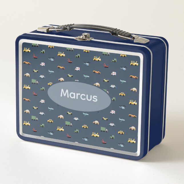 Lunch Box Boys Cute Transport Voiture Motif monogramme Enfan (Devant)