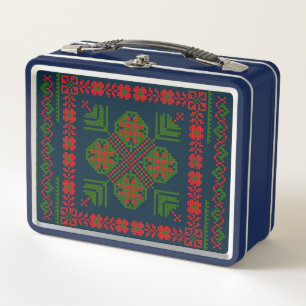 Lunch Box Broderie palestinienne Tatreez rouge vert 5 Motif