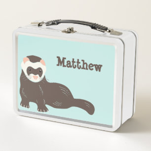 Lunch Box Brown personnalisé Ferret Mint Green