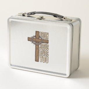 Lunch Box Bruh Jésus T'aime Croix Vintage Chrétien Vecto