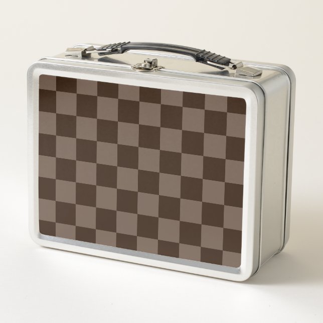 Lunch Box Brun foncé et damier de Quincy (Devant)