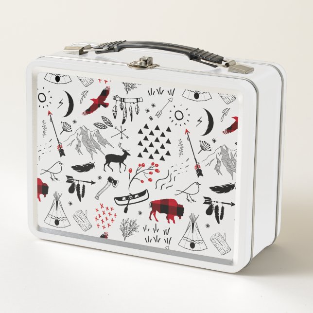 Lunch Box Buffalo Adventures Black and Red Plaid ID599 (Devant)
