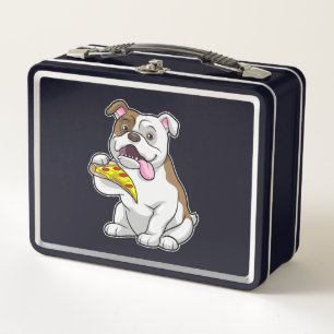 Lunch Box Bulldog avec morceau de pizza