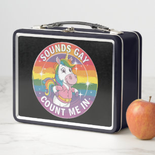Lunch Box Ça a l'air gay, comptez-moi, licorne, arc-en-ciel,