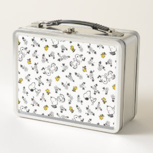 Lunch Box cacahuètes Snoopy & Woodstock B&W Flower Motif