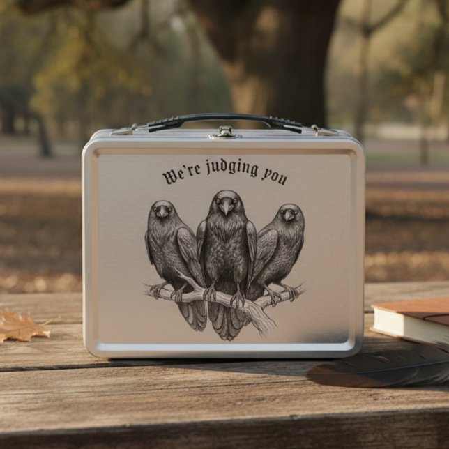Lunch Box Cadeau sarcastique pour collègue de travail Corbea (Funny raven metal lunchbox)
