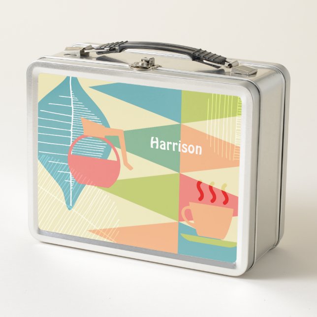 Lunch Box Cafetière Personnalisée Moderne du Milieu du Siècl (Devant)