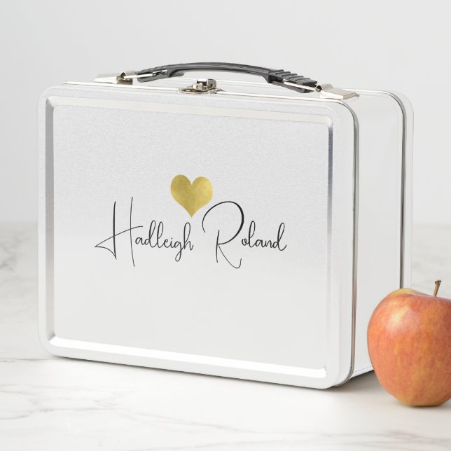 Lunch Box Calligraphie de nom Monogramme Cœur (En situation)