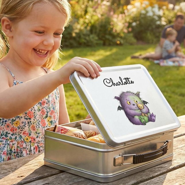 Lunch Box Camarade Monstre Mignon Violet Vert et Doux (Créateur téléchargé)