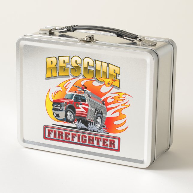 Lunch Box Camion de pompiers de dessin animé (Devant)