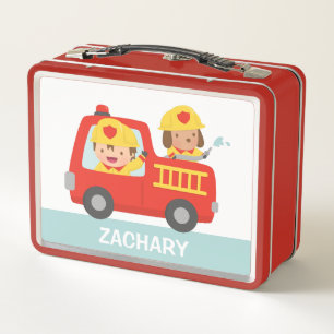 Lunch Box Camion de pompiers Garçon pompier et chiot Personn