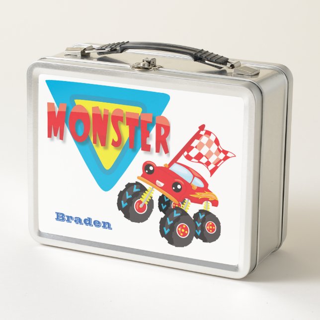 Lunch Box Camion Monster Rouge Enfants Personnalisés (Devant)