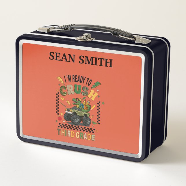 Lunch Box Camion Monstre Dinosaure Personnalisé (Devant)