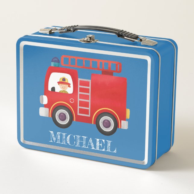 Lunch Box Camion Red Fire moderne Nom personnalisé Camion Ha (Devant)