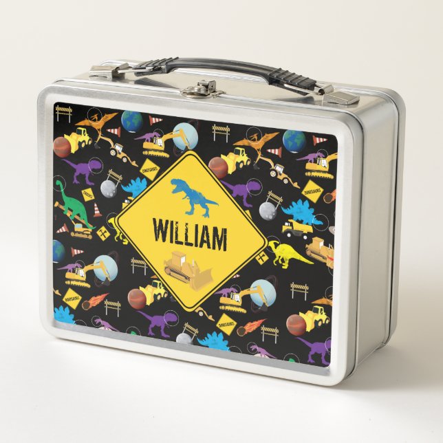 Lunch Box Camions de construction Astronaut Dinosaures dans  (Devant)