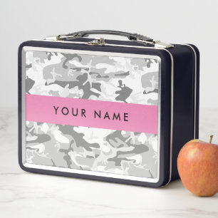 Lunch Box Camouflage neige hivernale grise Personnalisez vot