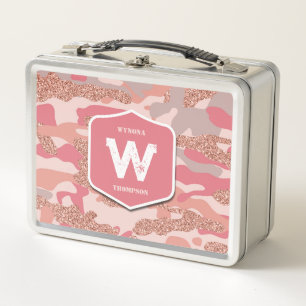 Lunch Box Camouflage Rose Gold Blush Pink Camo Motif de l'ar