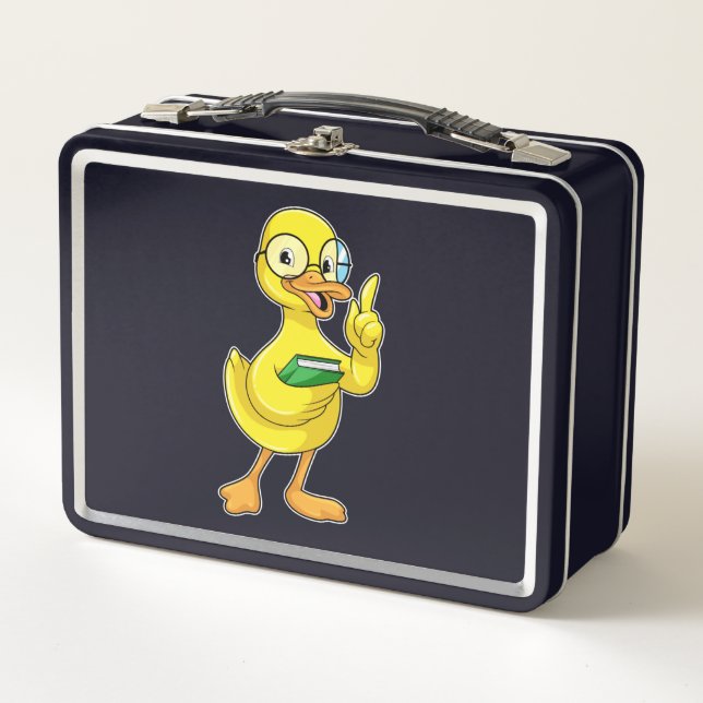 Lunch Box Canard comme enseignant avec livre et lunettes (Devant)