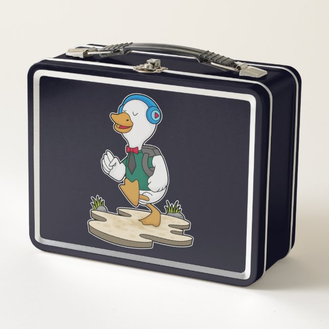 Lunch Box Canard comme randonneur avec sac à dos (Devant)