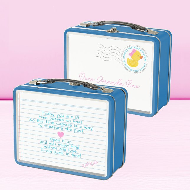 Lunch Box Canard en caoutchouc fille Capsule Temporelle 1er  (Girl Rubber Duck Dear Baby Time Capsule Lunchbox Storage for 1st Birthday Time Capsule)
