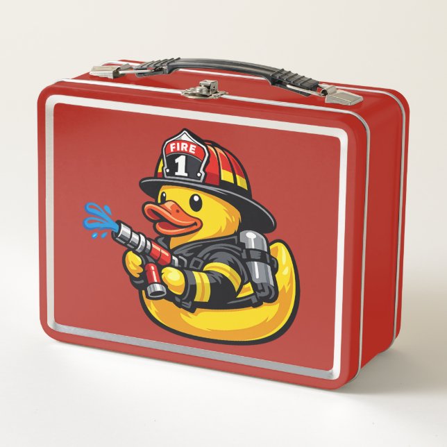 Lunch Box Canard en Caoutchouc Pompiers (Devant)