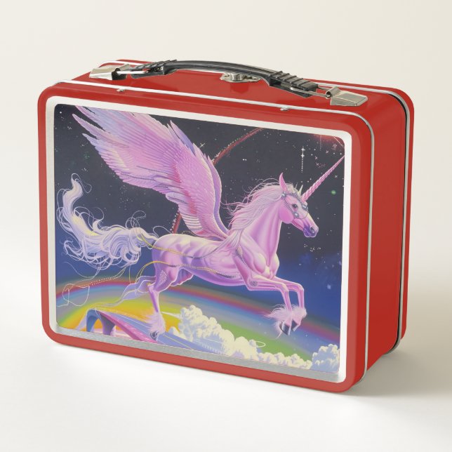 Lunch Box Candy Pink Synthwave Rainbow Highway Unicorn (Dos)
