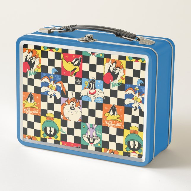 Lunch Box Caractères LOONEY TUNES™ sur Checker noir et blanc (Devant)