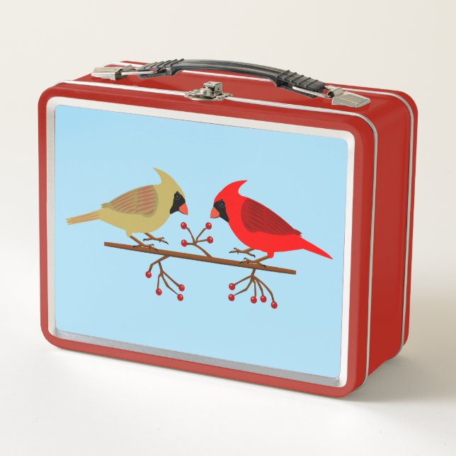 Lunch Box Cardinaux de Noël mignons et baies rouges (Devant)