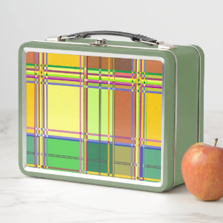 Lunch Box Caribbean Colorful Fabric Madras Tartan