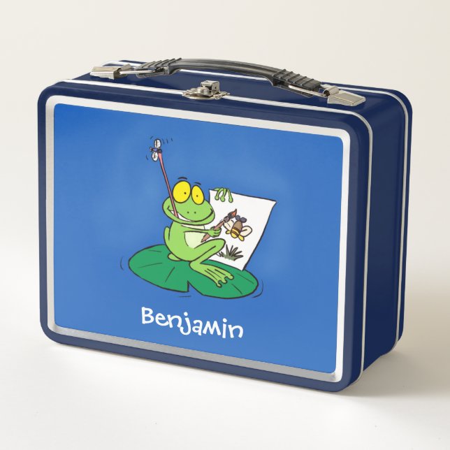 Lunch Box Caricature amusante de grenouille verte (Devant)