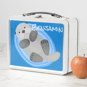 Lunch Box Caricature bleu loutre de mer joyeux