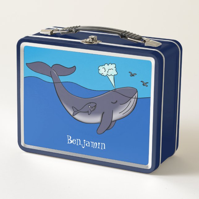 Lunch Box Caricature de baleine mignonne et de baleine de ve (Devant)