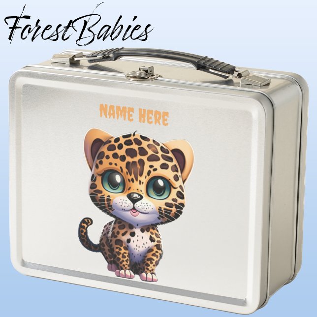 Lunch Box Caricature de chaton Leopard kitty cat de mignonne (Leopard, Silver ForestBabies Lunch Box)